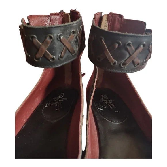 Freebird Dark Brown Leather Ankle Strap Flats - Picture 4 of 9